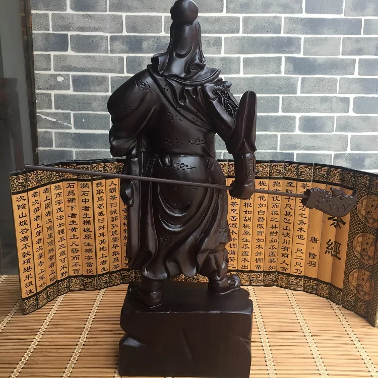 Статуя будды Guangong черная украшение для стола в гостиной из красного дерева