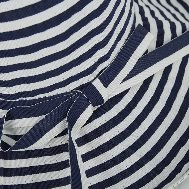 H7469 черно-белая полосатая Ткань банта Женская Солнцезащитная шляпа летний отдых