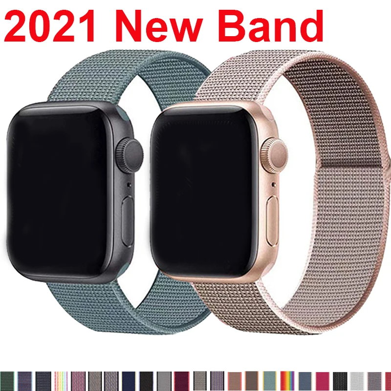 Ремешок нейлоновый для Apple Watch band 44 мм 40 42 38 спортивный браслет смарт часов iWatch Series