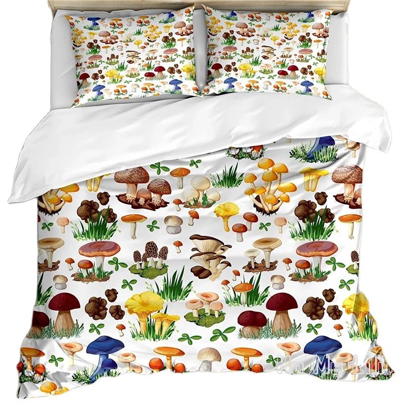 

By Ho Me Lili Duvet Cover Set Pattern With Types Of Mushrooms Wild Species Organic Natural Food Garden Theme Decor Bedding