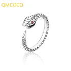 QMCOCO серебряный цвет геометрический панк хип-хоп Змея Форма регулируемое животное кольцо простые классические ювелирные изделия для женщин Подарки Вечерние