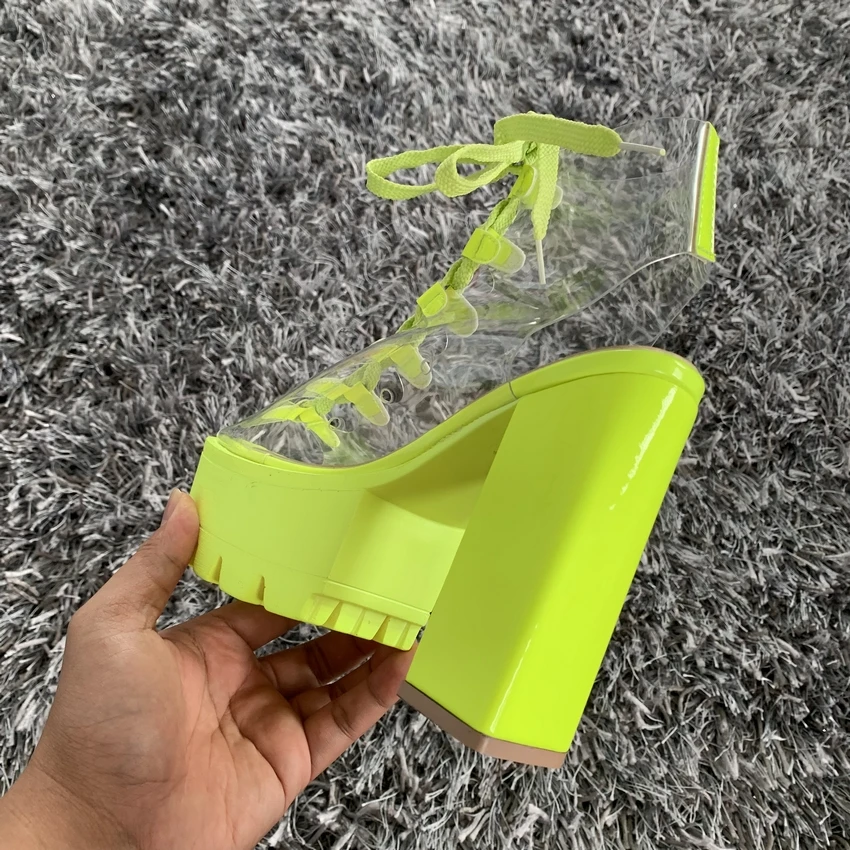 Женские ботинки на толстой платформе сексуальные искусственная кожа из ПВХ со