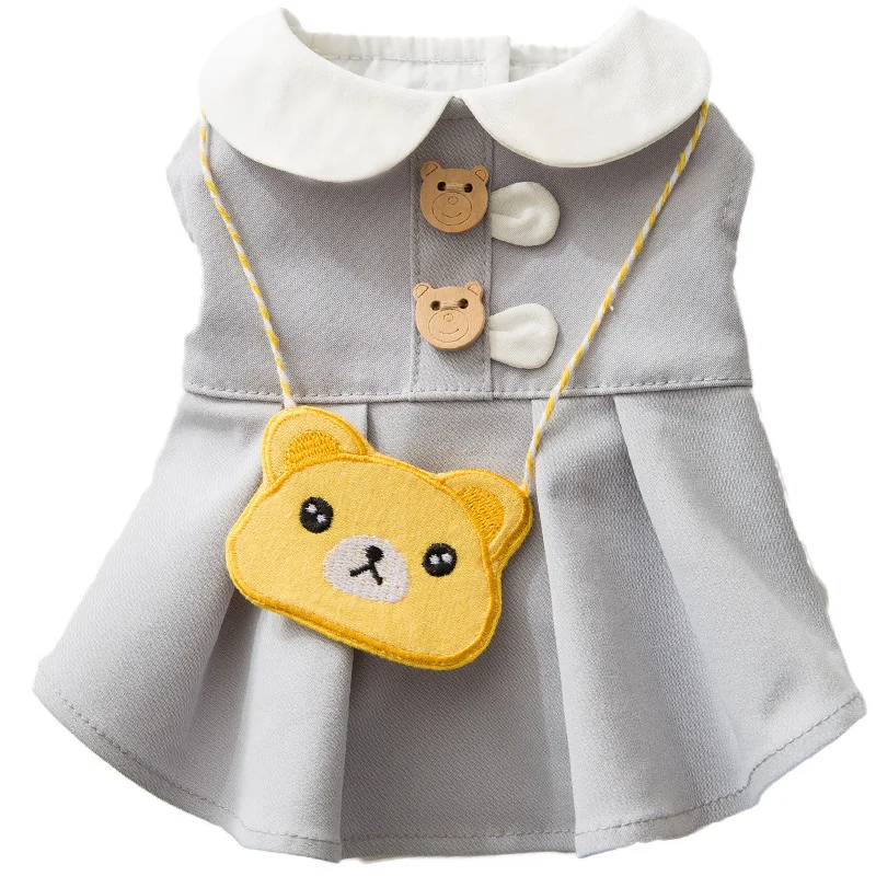 

New dog cat Princess Dress Spring and summer thin breathable cat pet mini dog pome Teddy vest skirt Bear backpack skirt
