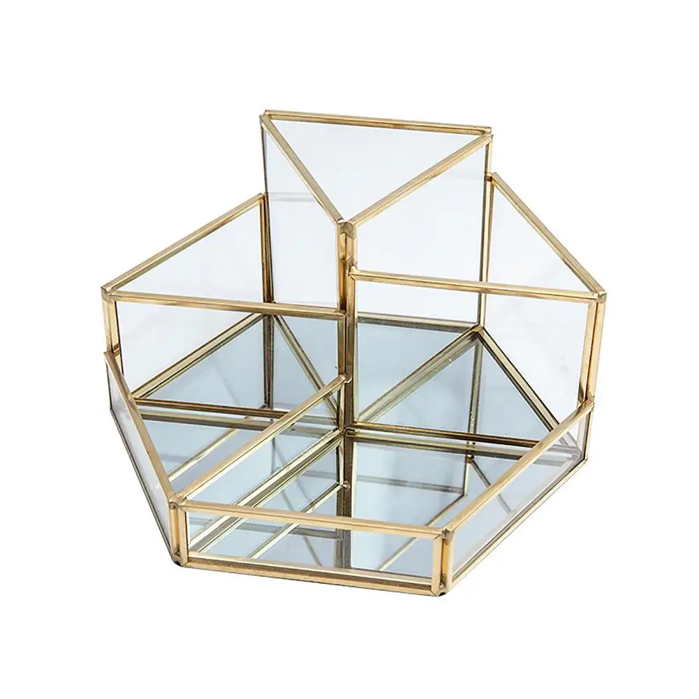 

Makeup Organizer For Vanity Makeup Storage Organizer Metal Glass Cosmetic Storage Box Vanity Organizer For Bathroom Vanity Units