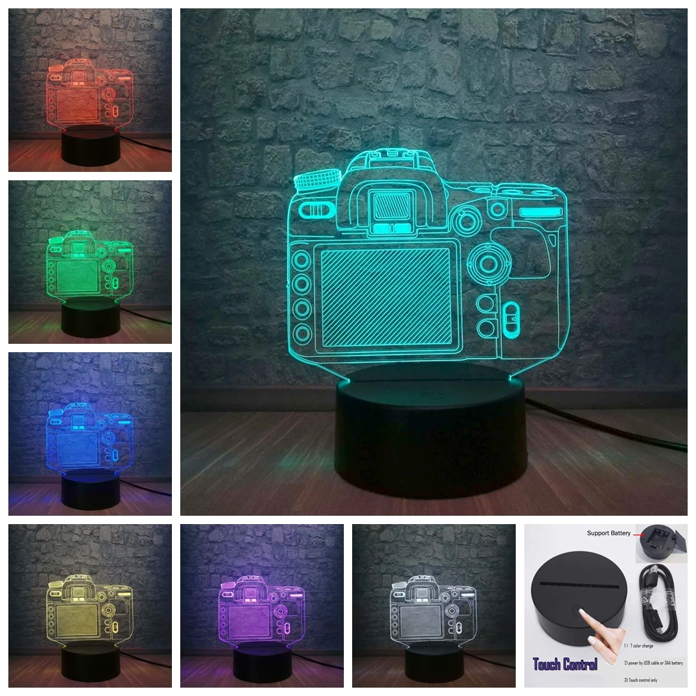 USB Touch 7 color Новинка Камера 3D светодиодный светильник изменение цвета фотографии энтузиастов подарок сувенир выставка прикроватная настольная лампа Декор для спальни - Испускаемый цвет: USB Touch 7 color
