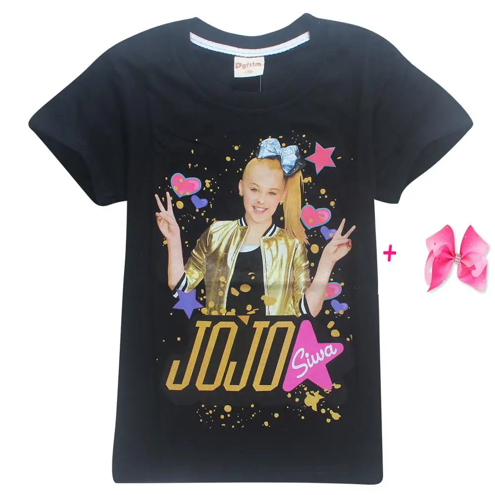 black rose New Girl Kid Jojo Siwa T shirt Children Summer Autumn Short Sleeve Cotton T-shirt Tops Tee Baby Toodler Casual Home Wear Clothes - Цвет: black rose