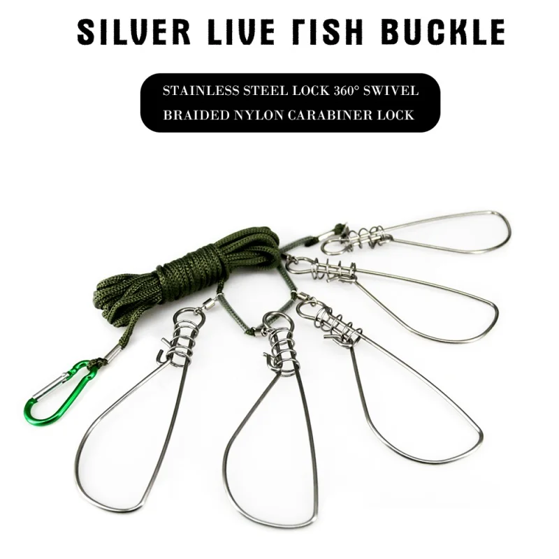 Новинка 5 м рыболовный замок с пряжкой из нержавеющей стали для живой рыбы ремень