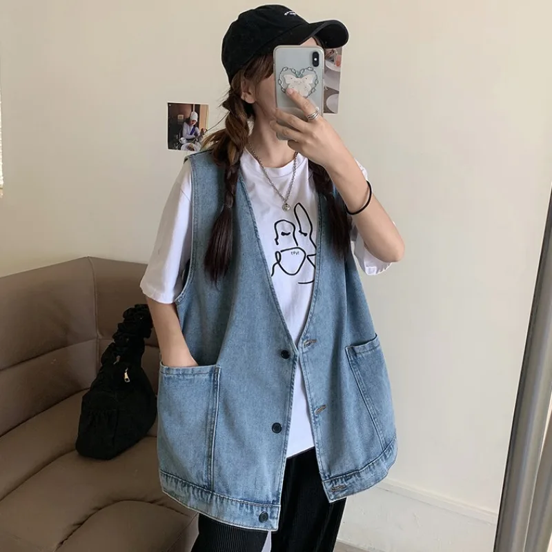 Шикарная новая джинсовая куртка на раннюю весну Женский Свободный жилет в