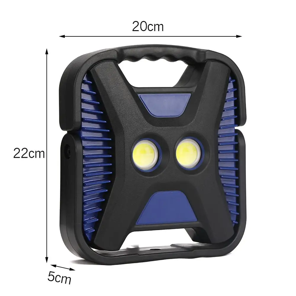 저렴한 2 X COB LED 작업 조명, USB 충전 토치, 야외 랜턴, 비상 조명, 180 ° 회전, 마그네틱 손전등, 캠핑 라이트