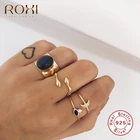 ROXI простой двойной Змеиный крест открытые дамские кольца для женщин и девушек глянцевое серебряное кольцо на палец 925 пробы ювелирные украшения