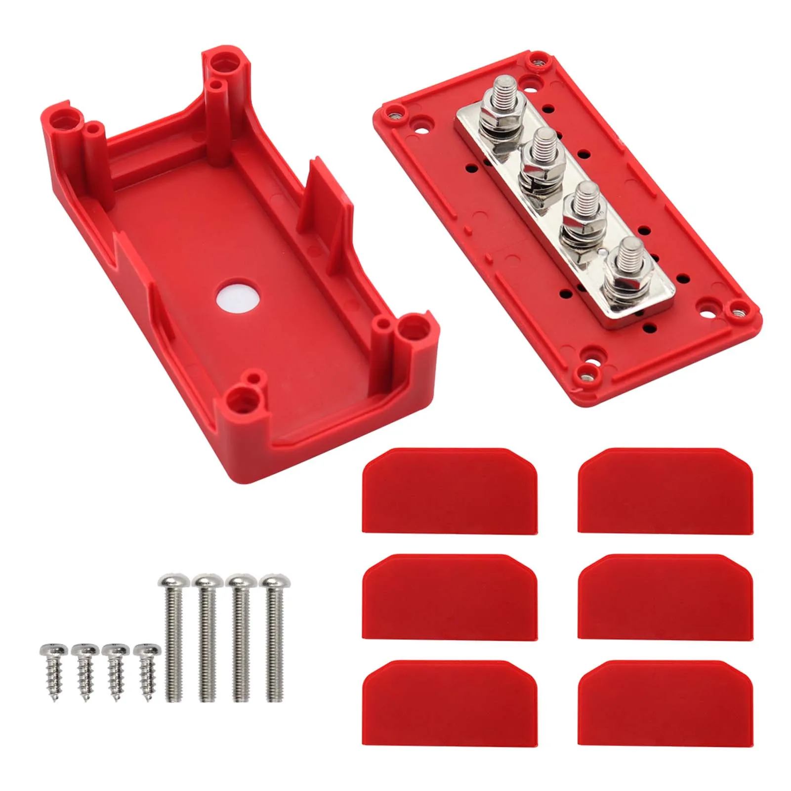 

300A 48V New Red Bus Bar Durabe Detachable M8 Box High Current Red Shell Busbar Case Barrier-free Wiring Supplies Drop Shipping
