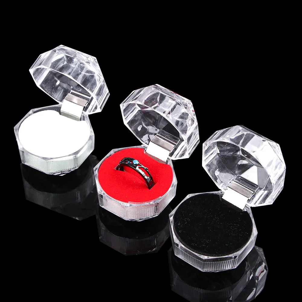 Горячая продажа 1 шт милые прозрачные кольца Подарочная коробка ожерелье серьги