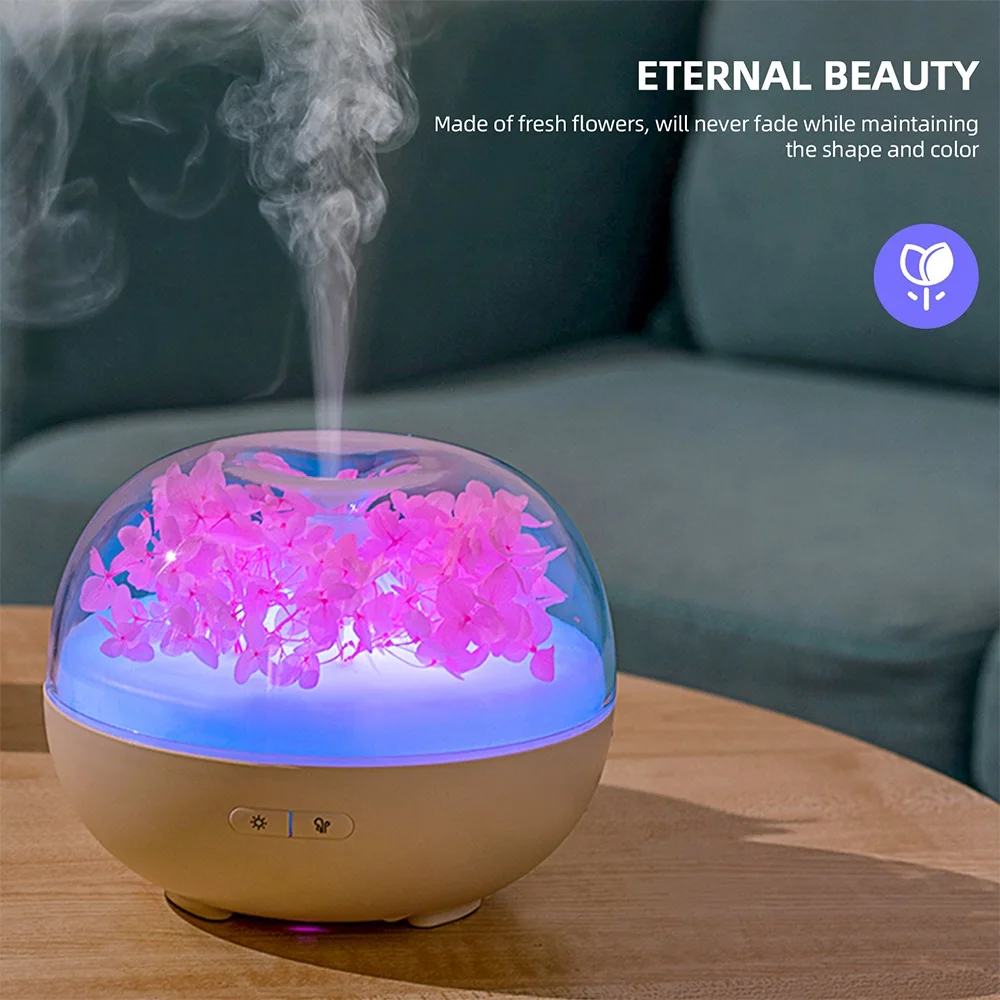 

180ML Everlasting Flower Aroma Diffuser Face Moisture Steamer Nano Mist Refresher Fragrance Air Humidifier 7 Colors Night Light