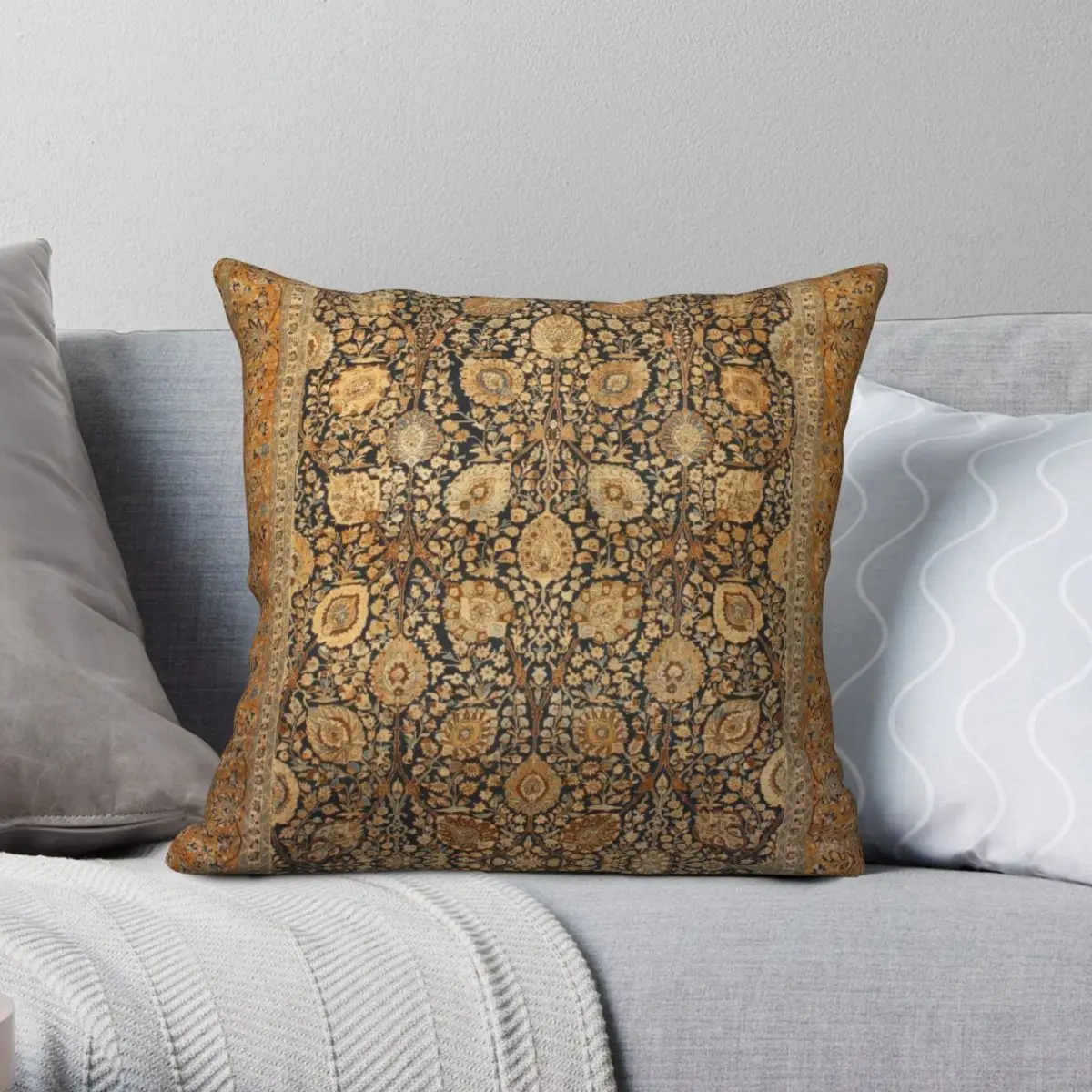 

Antique Persian Tabriz Pillowcase Polyester Linen Velvet Creative Zip Decor Home Cushion Case