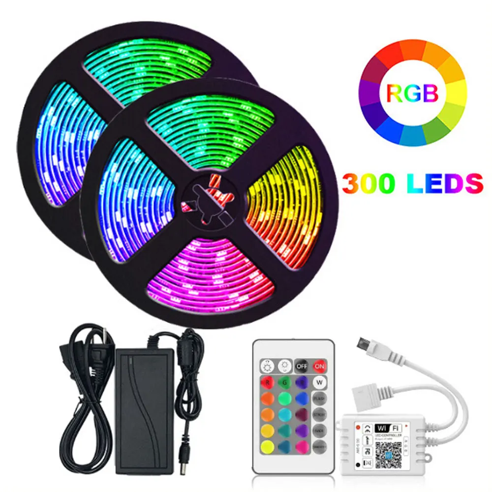 

RGB 5050 Strips Smart WiFi LED Ribbons Phone Remote Control Cintas for TV Ambient Home Bedroom Kitchen Background Lighting 220V
