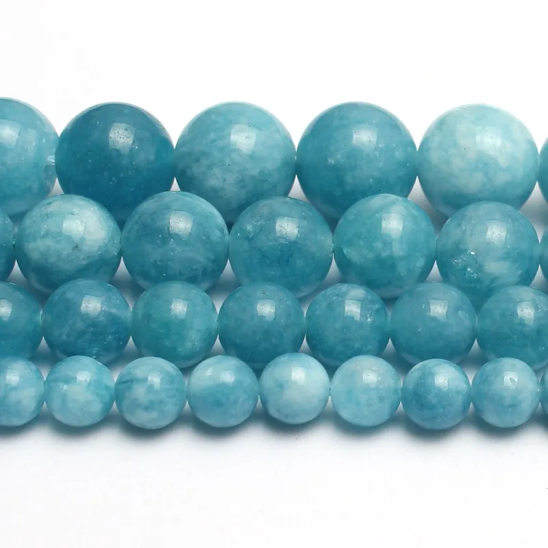 4/6/8/10/12 мм натуральный камень синий халцедон бусины из нефрита Круглые для