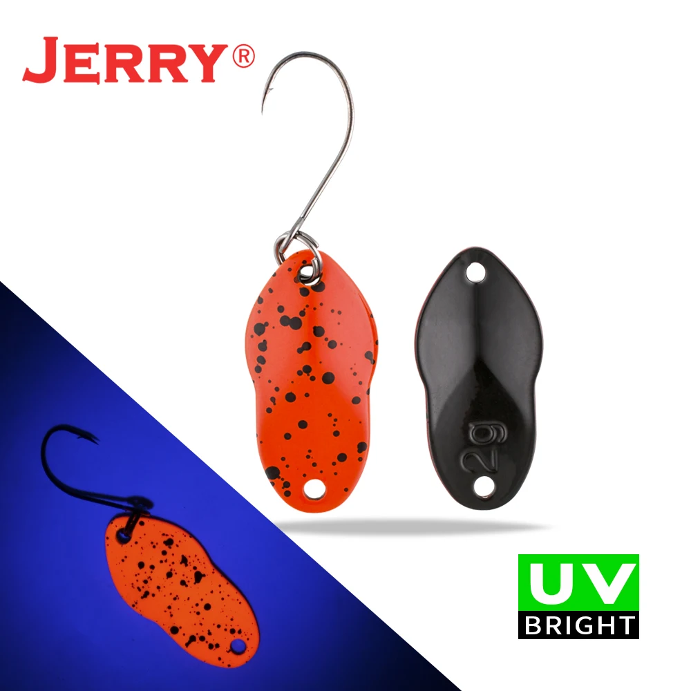 orange Jerry 2 г 3 г микро рыболовные приманки сверхлегкие латунные металлические жесткие приманки один крючок пресноводная зона форель Щука окунь ложка безделушка pesca - Цвет: orange