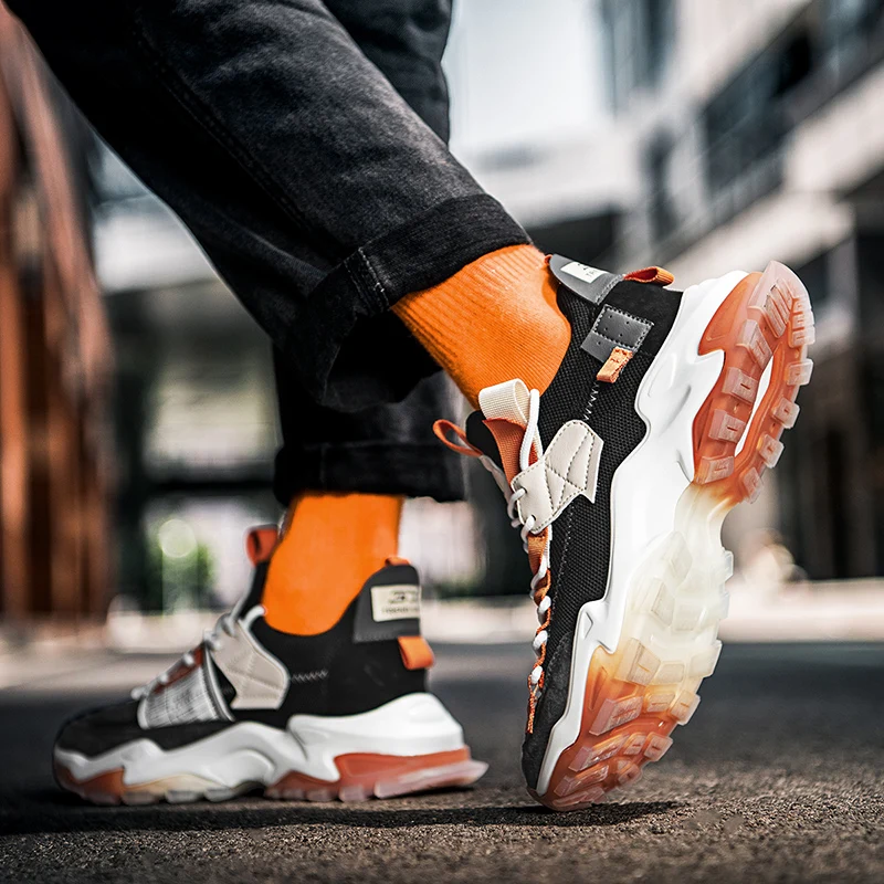 

Кроссовки мужские сетчатые, Повседневная Уличная обувь, разноцветные, на платформе, Модные осенние