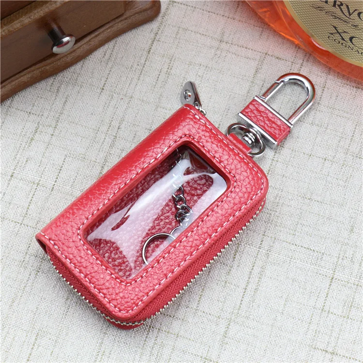 Open sunroof leather car key bag cowhide ring lychee pattern household for men and women | Багаж и сумки