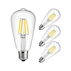 4 шт.лот Светодиодная лампа ST64 Ретро лампа накаливания Эдисона 2 Вт4 Вт6 Вт8 Вт теплыйхолодный белый 360 в переменного тока прозрачная стеклянная оболочка градусов