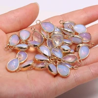 1pcs faceted water drop shape opal stone pendant for diy charm necklace earring jewelry making for women gift size 10x14mm