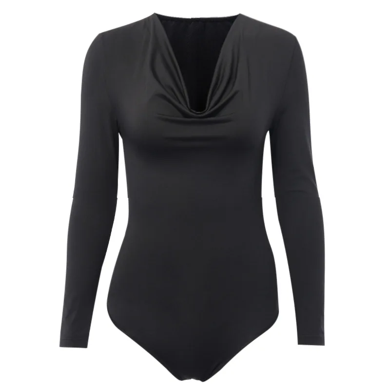 

COLDKER Fashion Women Long Sleeve Bandage Bodysuit solid Tops Blouse Jumpsuit Romper female casual street wear