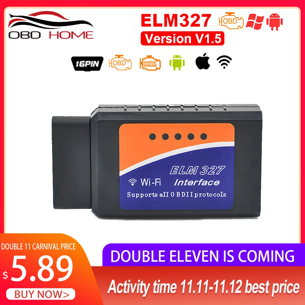 

OBD2 car accessories ELM327 V1.5 Wifi Hardware V1.5 Interface ELM 327 OBD2 Diagnostic-tool Work On IOS/Android/PC