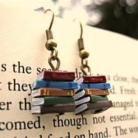 miniature stack of books drop earrings book lover librarian teacher jewelry for women girl book classic spines novel earring l3