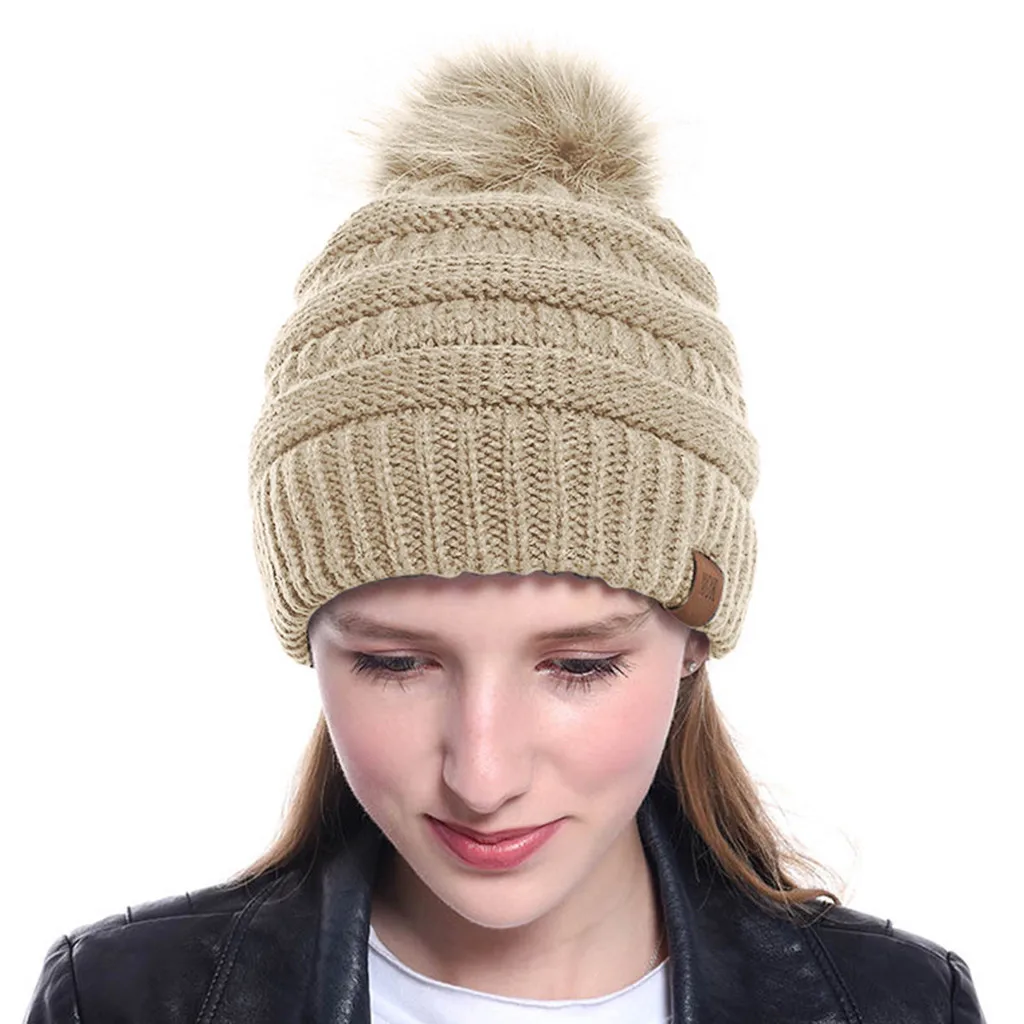 10hat Шапка и шарф 2019Top Женская двухсекционная однотонная вязаная шапка сохраняющая тепло шейный платок зимняя шапка - Цвет: 10hat