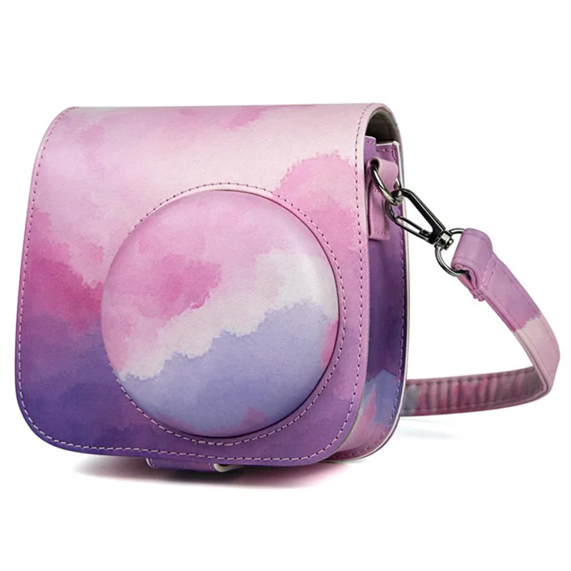 Purple Для камеры Polaroid для Fuji Fujifilm Instax Mini 8/9 Классическая Ретро камера из искусственной кожи с ремешком сумка чехол защитный чехол - Цвет: Purple