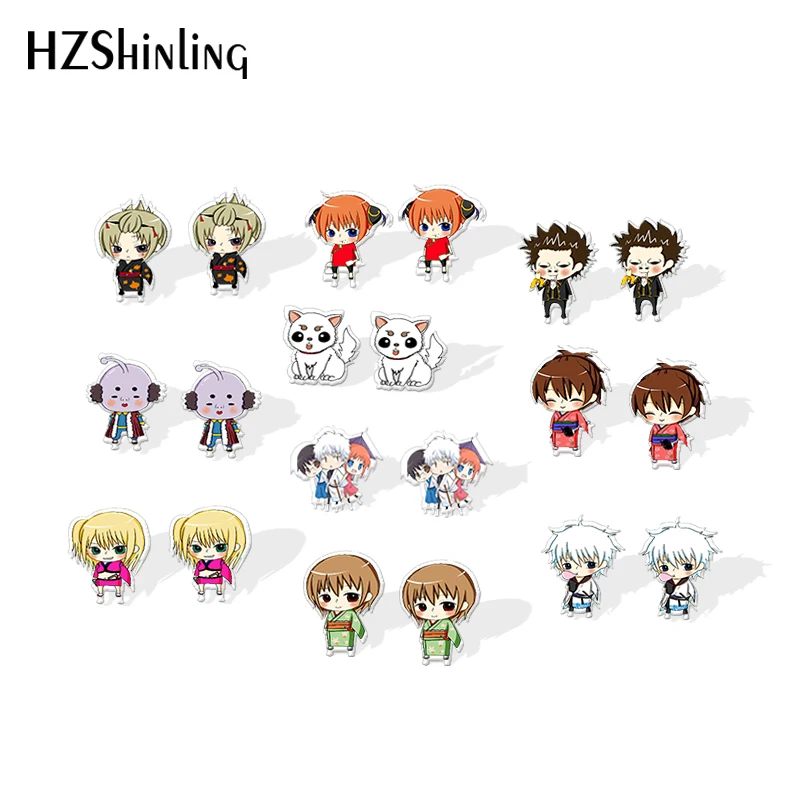 

2020 New Gintama Acrylic Earring Handmade Earring Sakata Gintoki Epoxy Earrings Jewelry Girl Boy