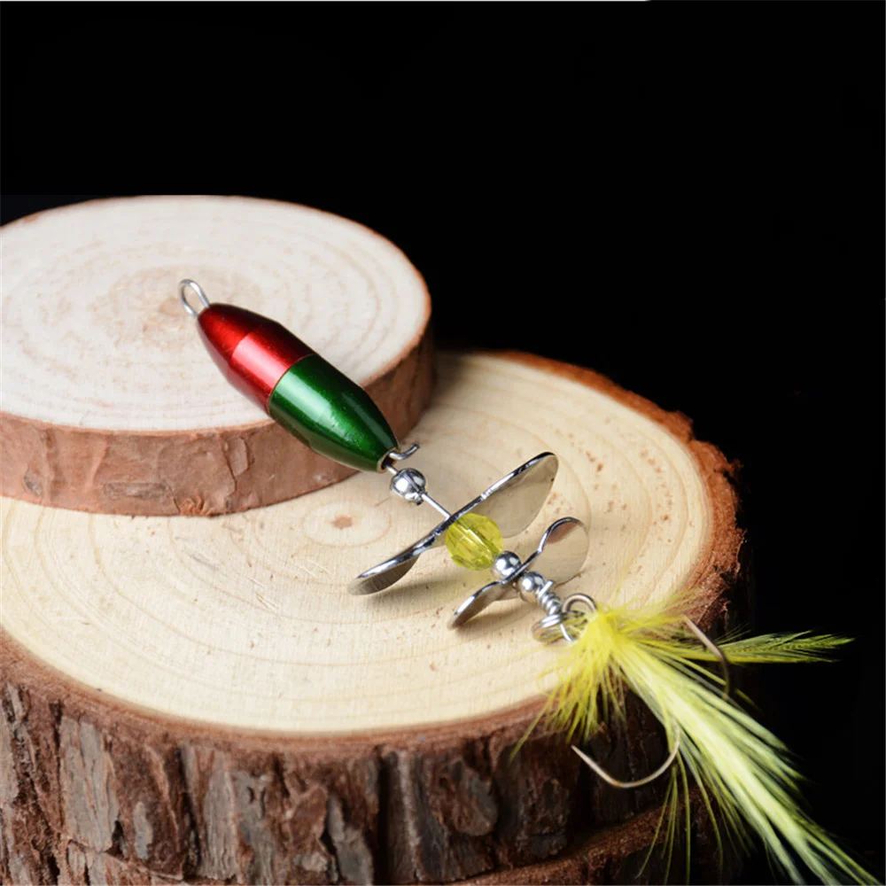 

1Pcs 7cm 10g Spoon Fishing Lure Rotating Spinner Hard Bait Crankbait With Feather Treble Hooks For Pike Carp Fishing Pesca