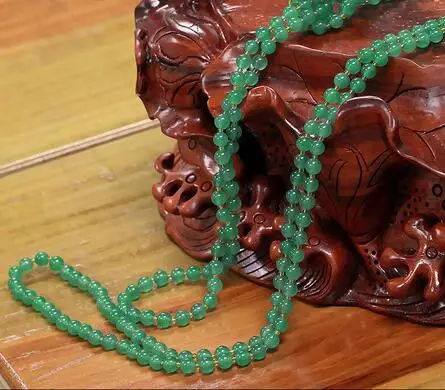 

Pure natural 8MM Dongling Jade necklace 50inch