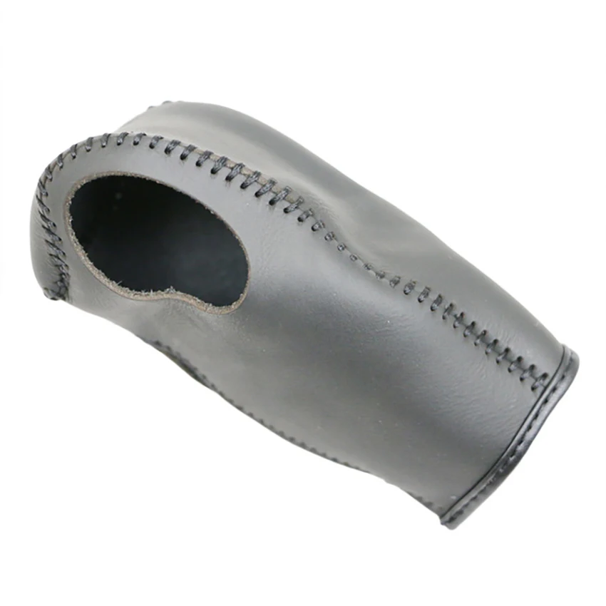 Черная кожаная ручная прошитая ручка переключения рулевого механизма