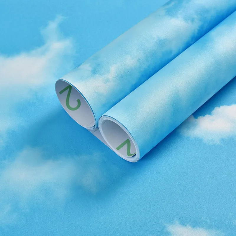 

DIY Blue Sky 3D Wallpaper Self Adhesive Clouds Home Decor Waterproof Wall Stickers Living Room Background Mural Peel and Stick