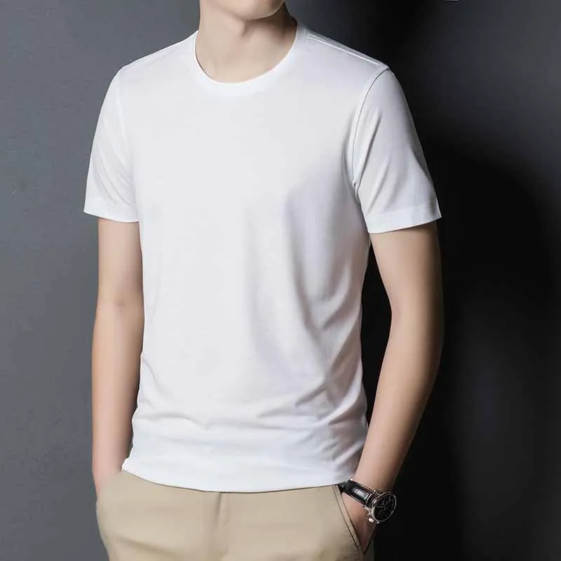 

2021 New Summer O-neck High Quality Men's t-shirts Classical Tops Silk T-Shirt YP510