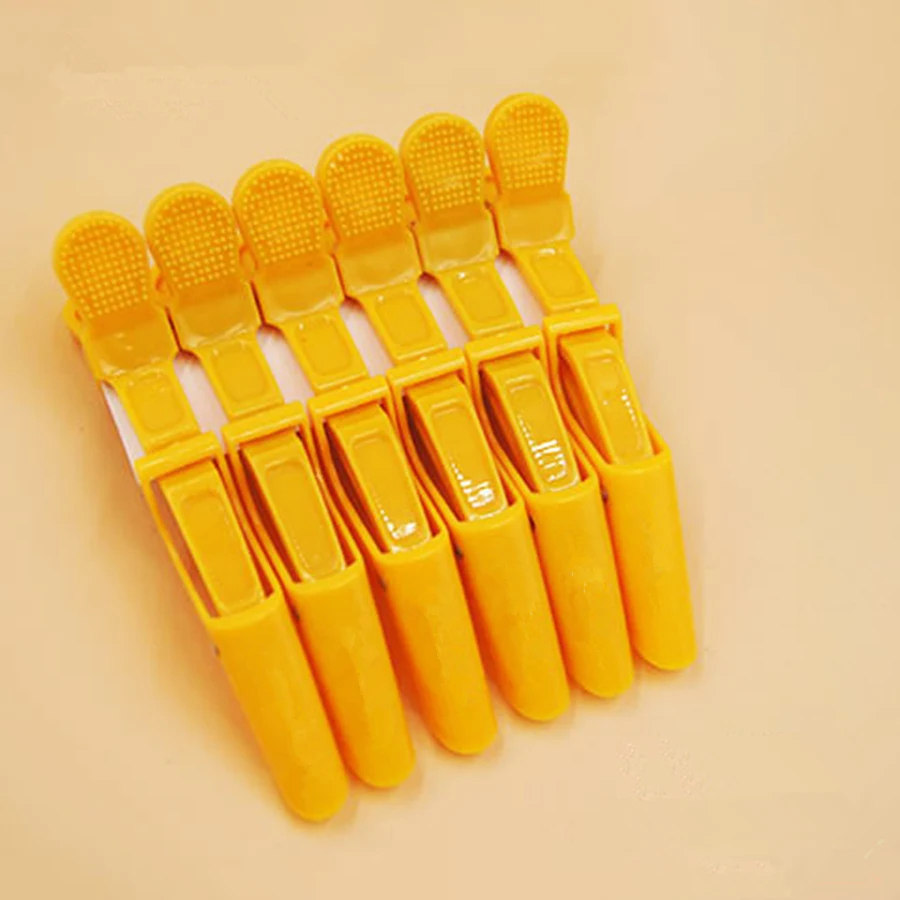 

Yellow 6pcs Plastic Hair Clip Hairdressing Clamps Claw Hair Section Clips Grip Cutting Barbers For Salon Hair Styling Accessorie