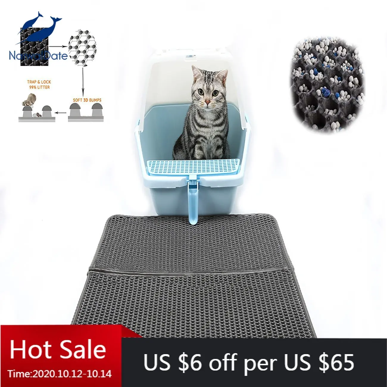 Наполнитель для кошачьего туалета NarwalDate двухслойный мягкий наполнитель из ЭВА