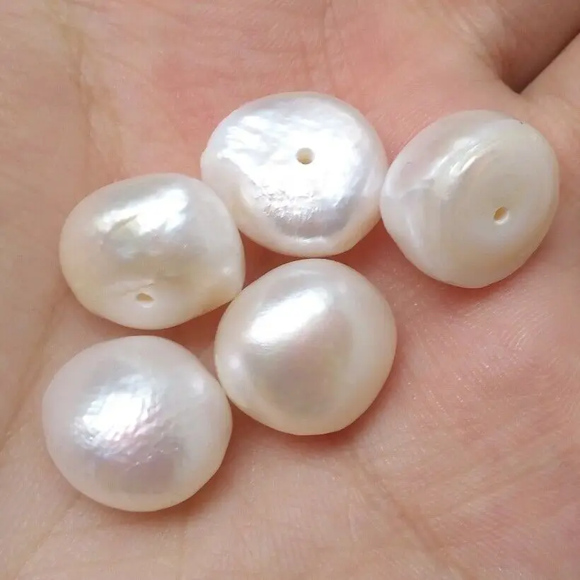 

Beautiful 5pcs AAA 10*14mm Nature Akoya Baroque Loose Pearl Half Drilled