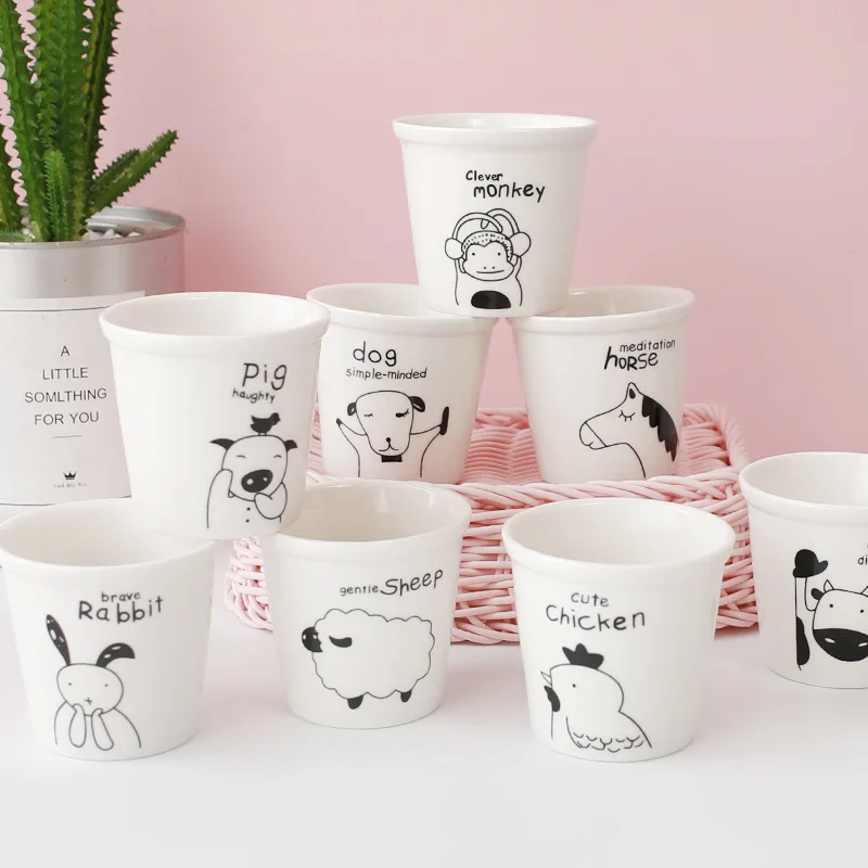 Zakka маленькие чайные чашки с китайским зодиаком милая керамическая кружка