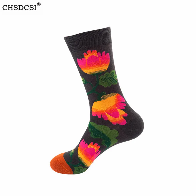 

Носки мужские, хлопковые, забавные, с цветочным принтом