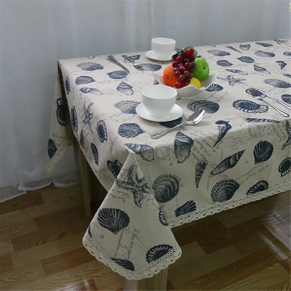 Домашняя простая скатерть из хлопка и льна Пыленепроницаемая макраме кружевное