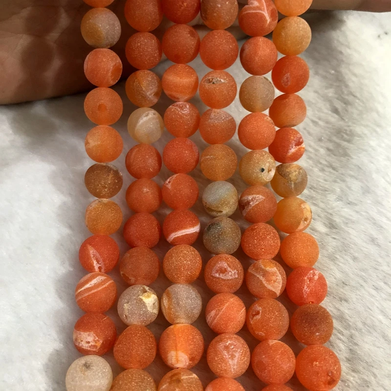 Natural Orange Geode Agate Beads 10mm Round Gem stone Loose For Jewelry Making 1of 15.5&quot string | Украшения и аксессуары