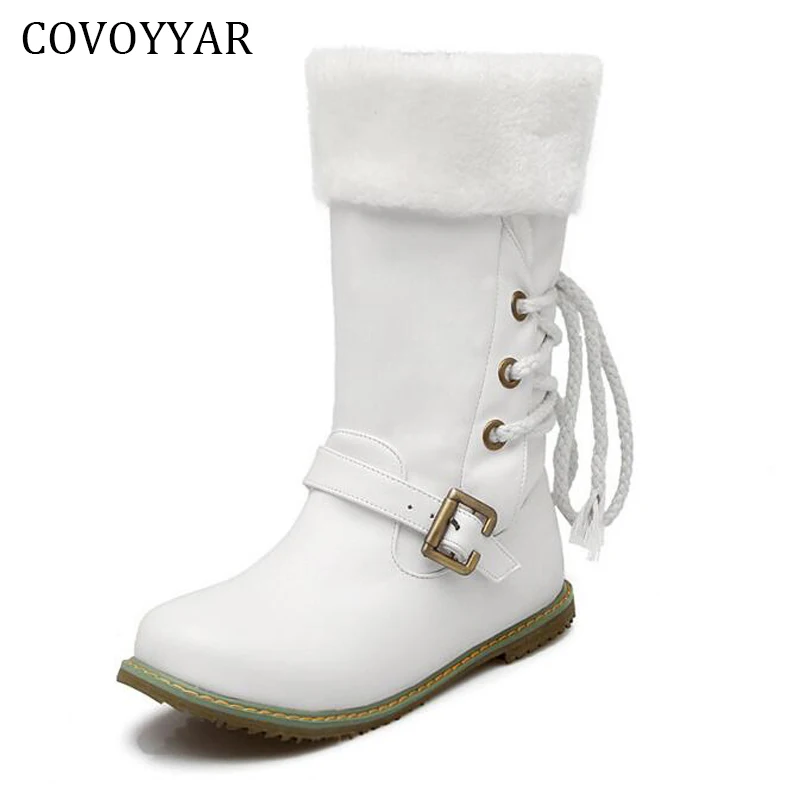Белые женские сапоги Осень зима 2019 до середины икры на шнуровке модные теплые