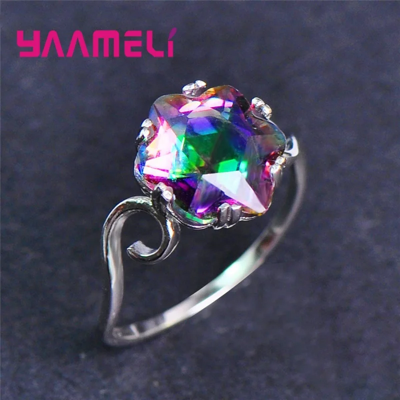 

Fashion Luxury Cubic Zircon Stone Ring 925 Sterling Silver Wedding Jewelry Promise Crystal Engagement Rings For Women