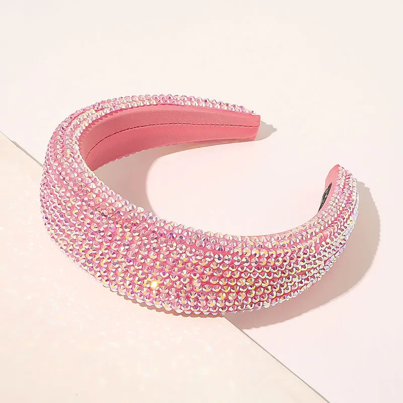 

New Luxury Shiny Headband For Hair Accessories Rhinestone Headband Full Crystal Head Hoop Sponge Diamond Hair Hoop Wide-Brimmed