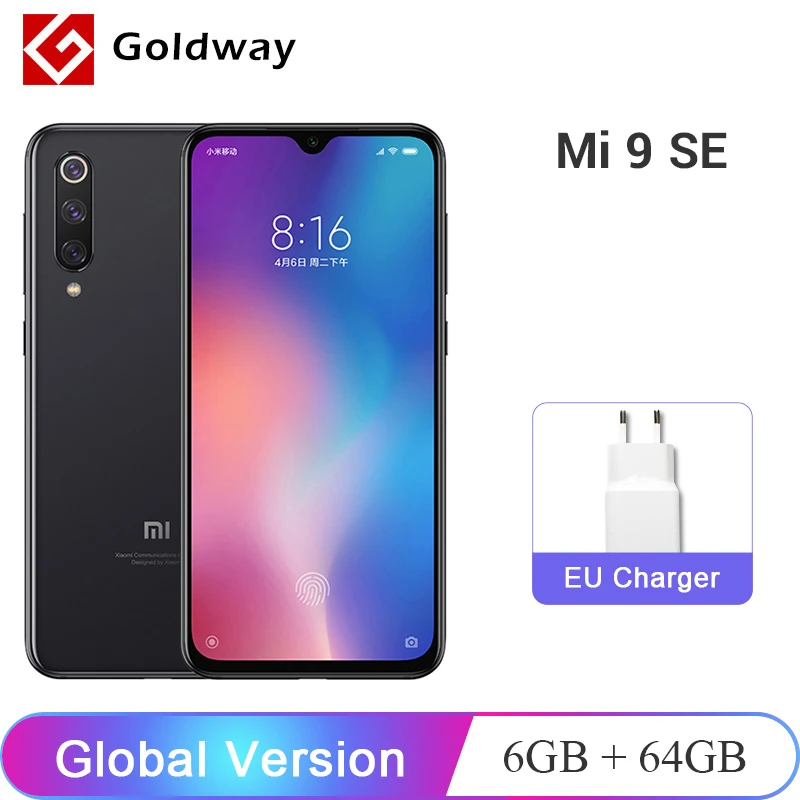 Мобильный телефон с глобальной ПЗУ Xiaomi mi 9 SE, 6 ГБ, 64 ГБ, mi 9 SE, Восьмиядерный процессор Snapdragon 712, 5,97 дюймов, 48мп, тройная камера с дисплеем, отпечаток пальца
