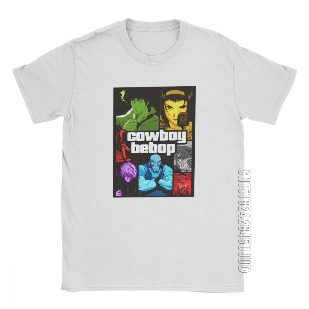 Cowboy Bebop GTA V Mosaic T-Shirt Men T Shirts Anime Spike Japanese Manga Jet Faye 100% Cotton Tee Shirt Gift Idea Tops O Neck | Мужская