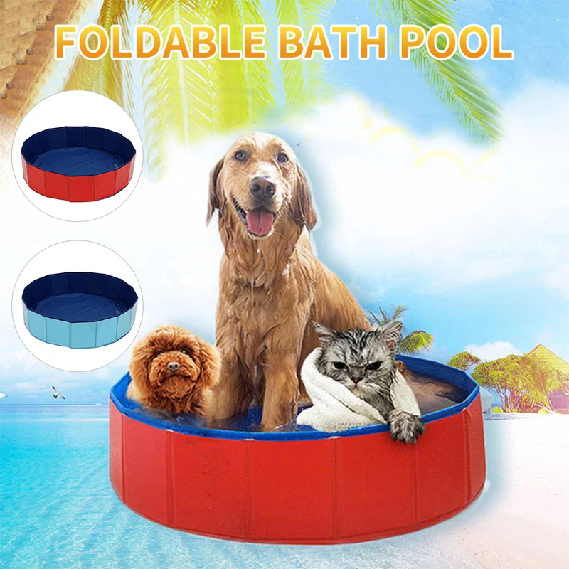 

Blue PVC Dog Swimming Pool Foldable Waterproof Pet Bath Swimming Tub Bathtub Bathing Pool for Dogs Cats Kids Summer Supply