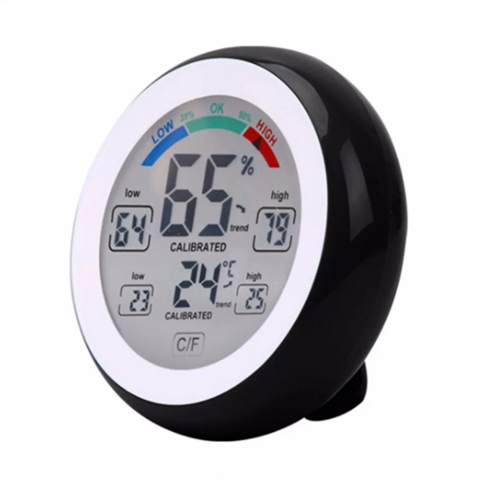 TS-S93 LCD Touch Screen Household Thermometers Round Shape Temperature Humidity Monitor Hygrometer Home Use Accurate Record | Дом и сад